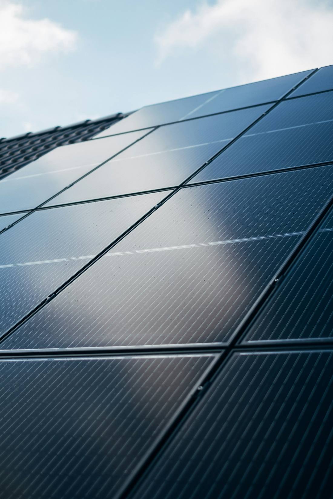 Close detail of a solar module surface and frame